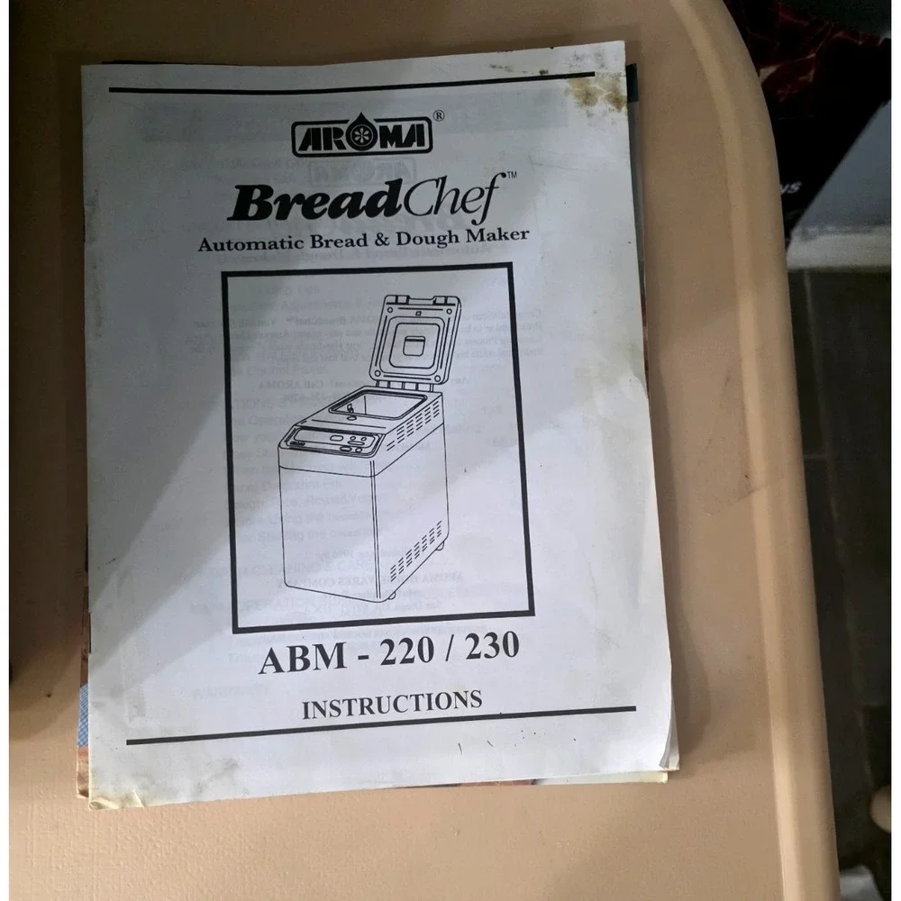 Aroma BreadChef 2 Pound Bread Maker Bread Machine ‎ ABM 220-230 Whit Manual